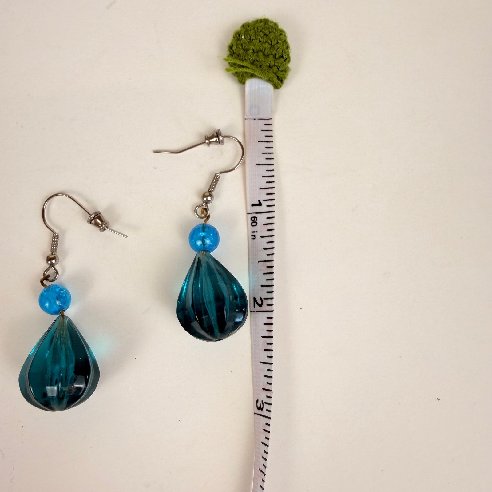 Blue Dangly Bead Earrings