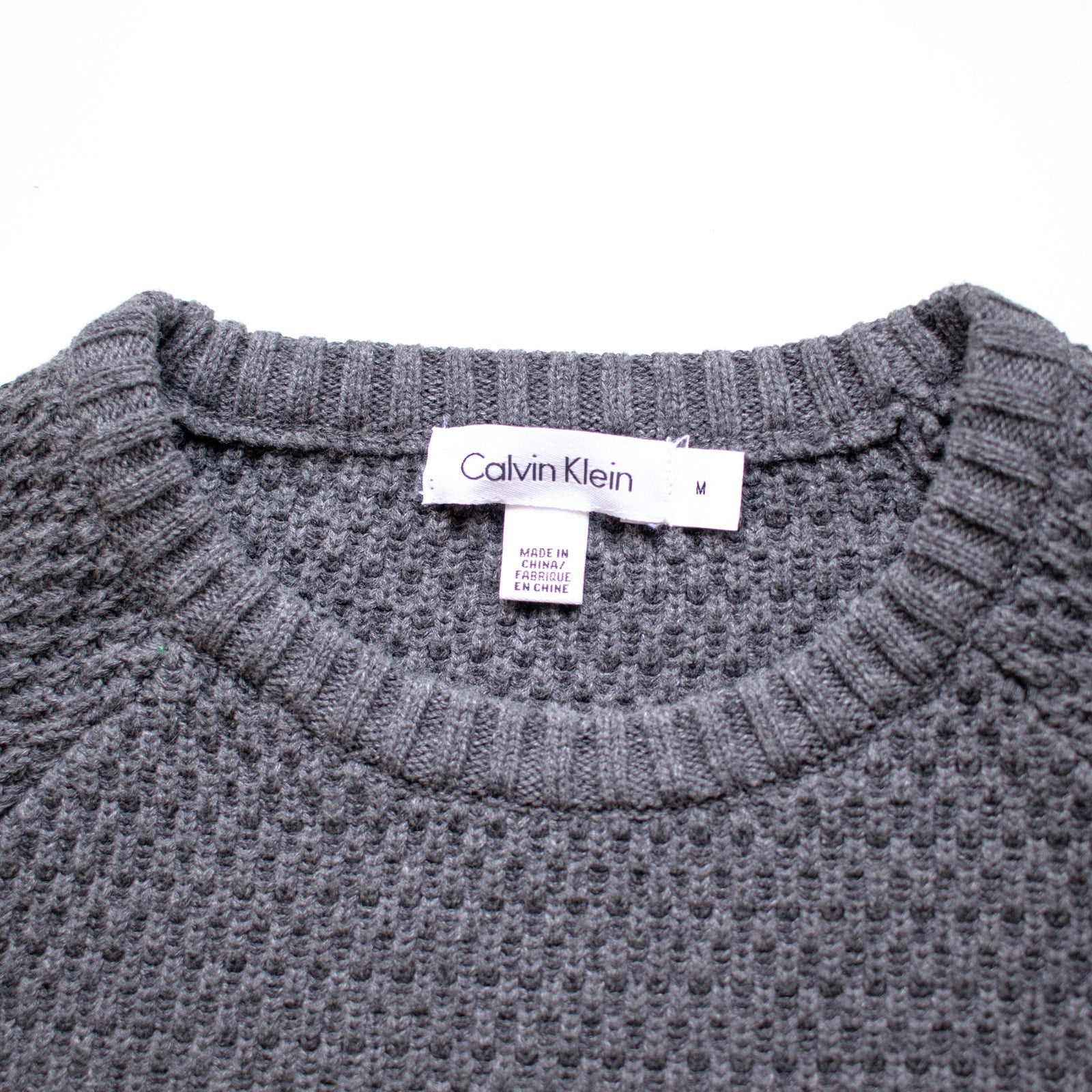 Calvin Klein Striped Gray Oversized Fit Crew Neck Sweater Size Medium