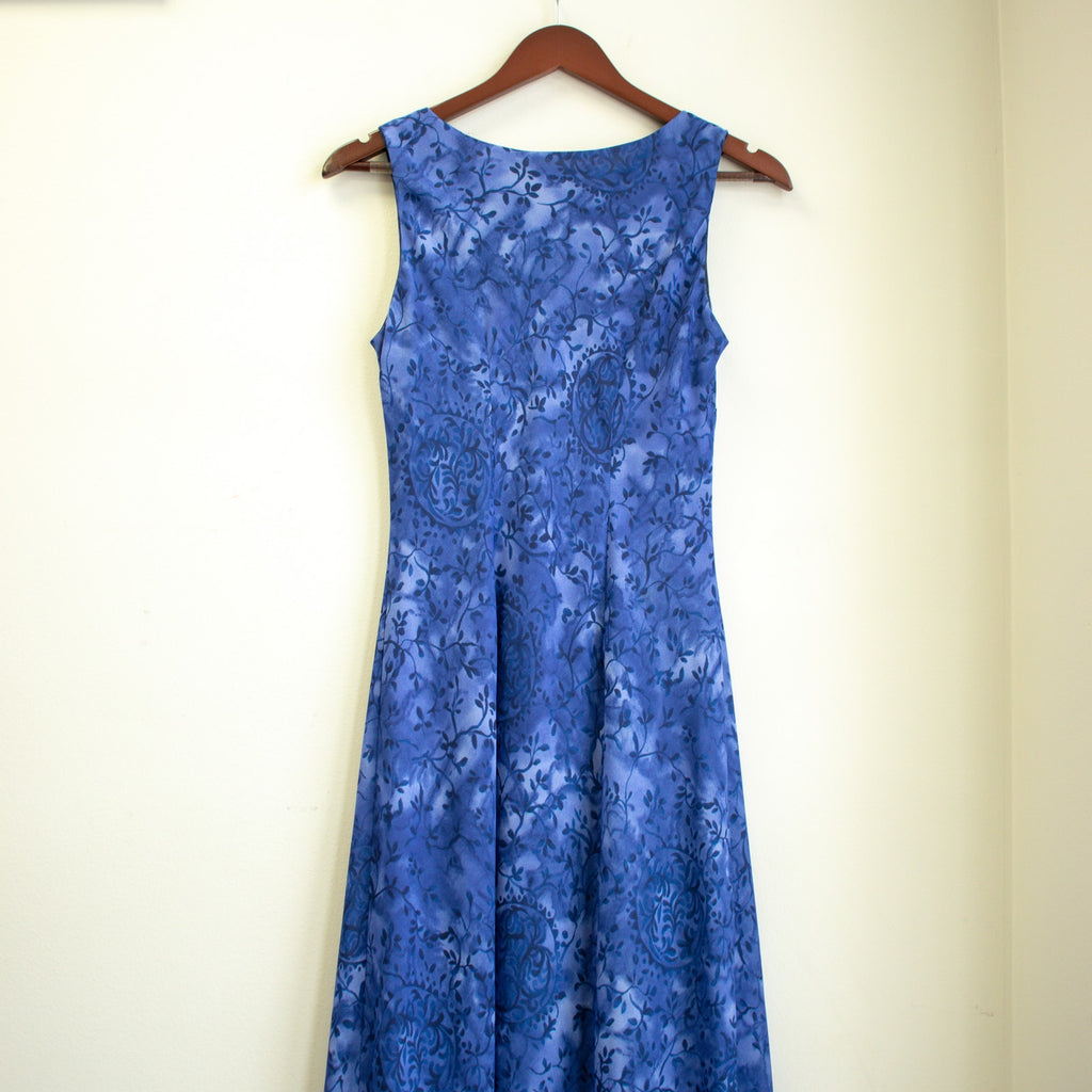 Vintage rabbit rabbit rabbit Designs Paisley Blue A-Line Dress Size Small