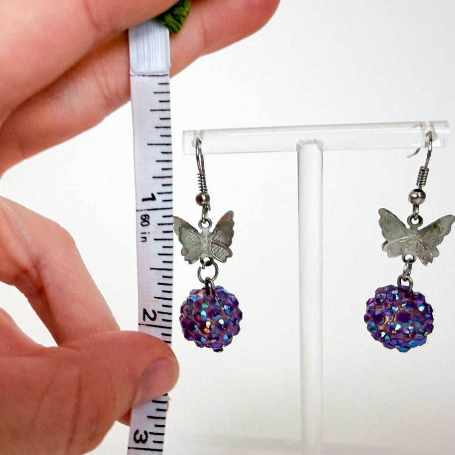 Y2K Butterfly Dangly Earrings Purple