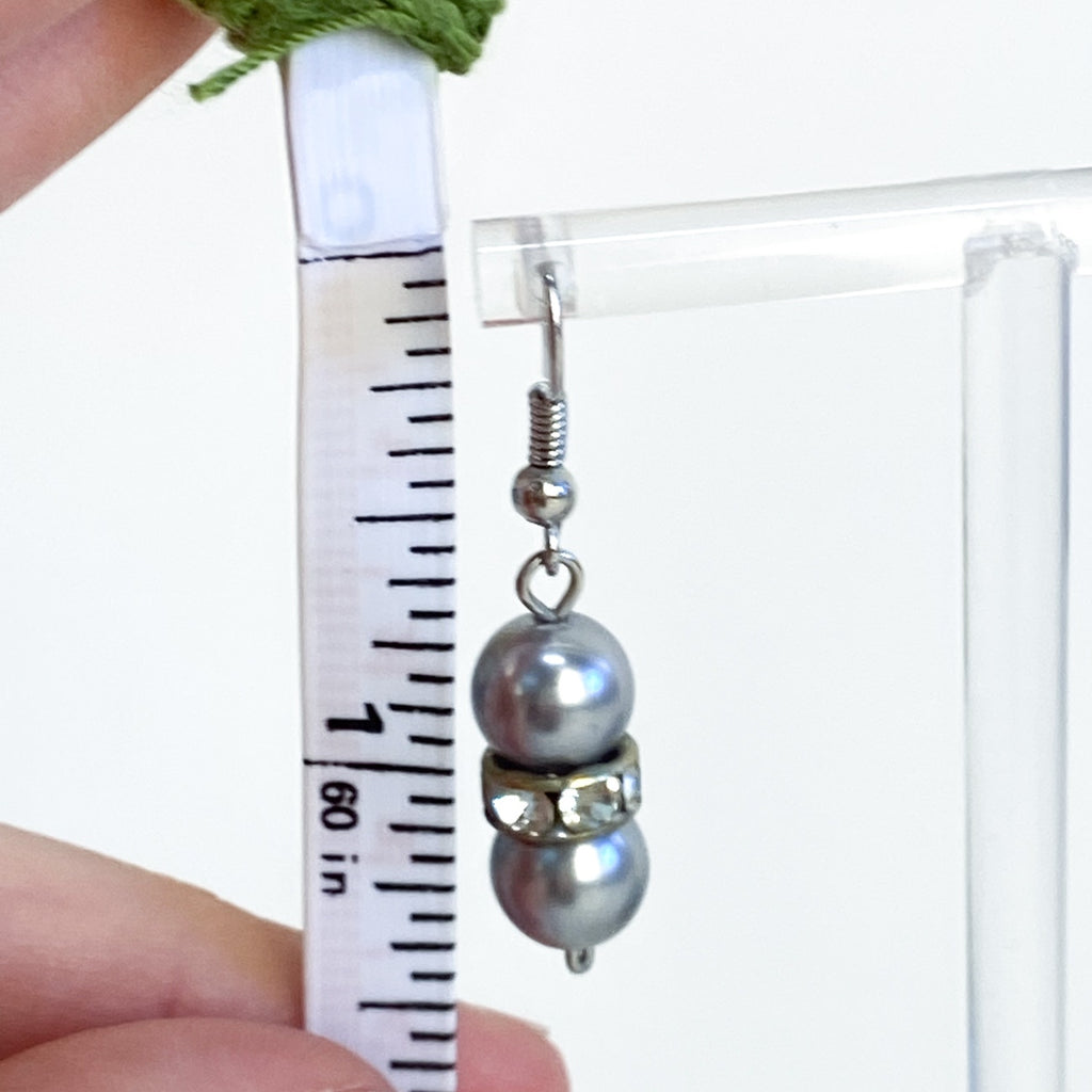 Silver Earrings Vintage Dangly Pearl Bead Earrings