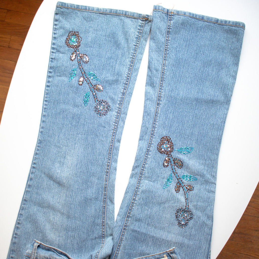 Vintage d. Jeans Y2K Sequin Embroidered Boot Cut Jeans Size 12
