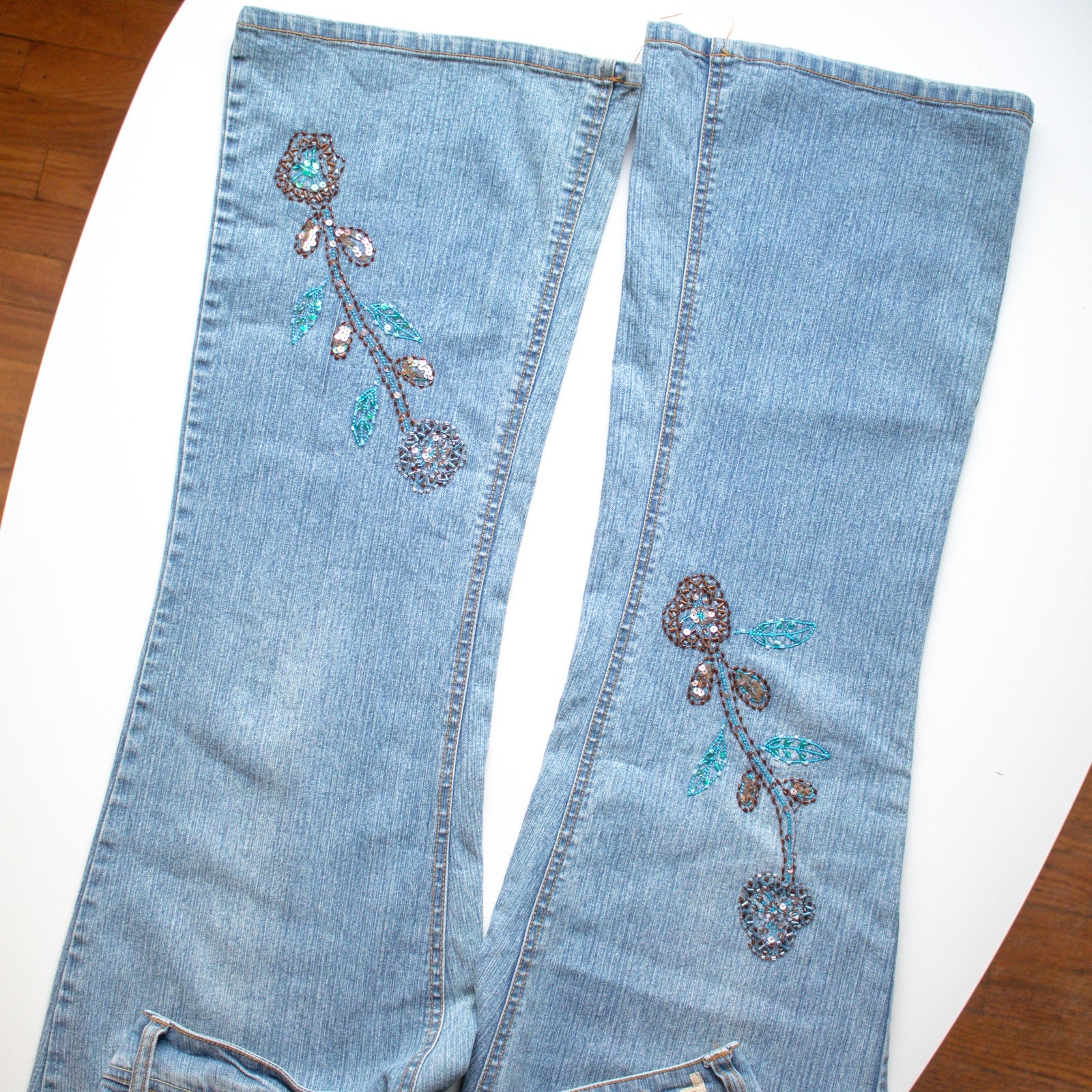 Vintage d. Jeans Y2K Sequin Embroidered Boot Cut Jeans Size 12