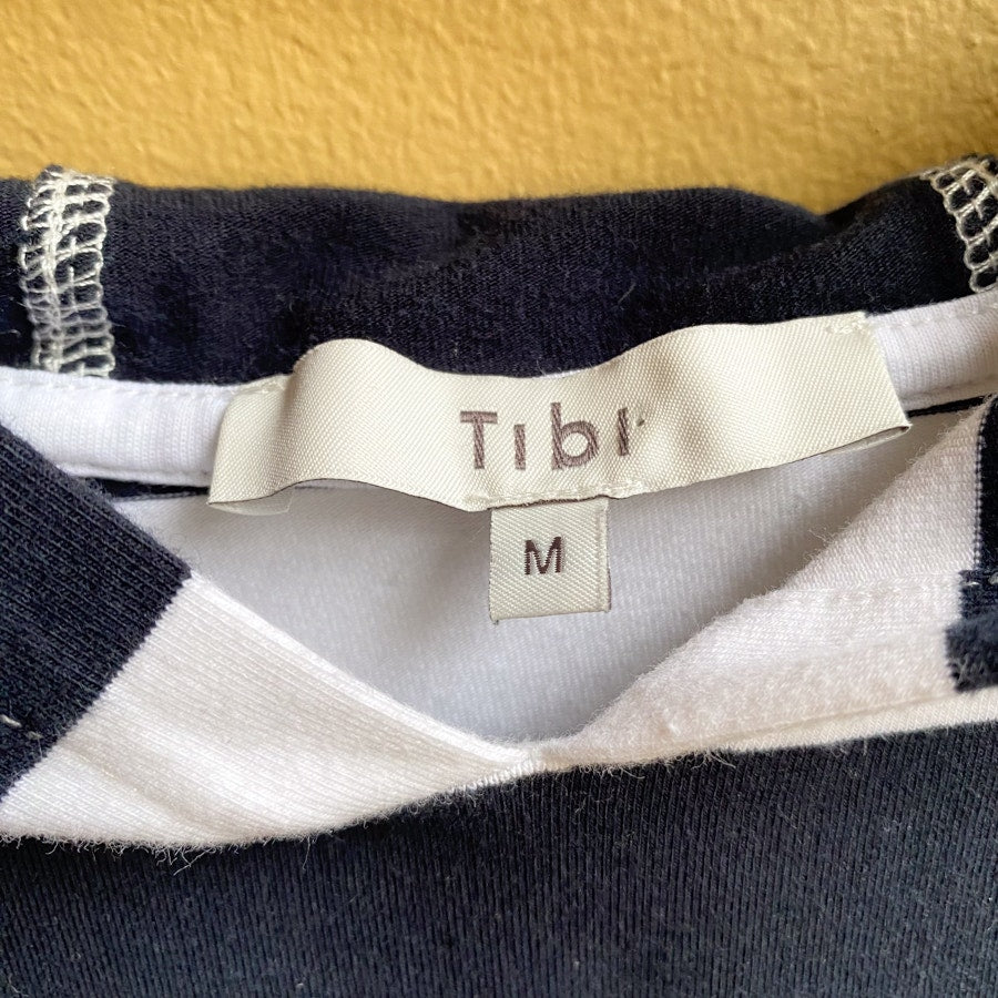 Sleeveless Hooded Nautical Tank Tibi Navy and White Striped Top