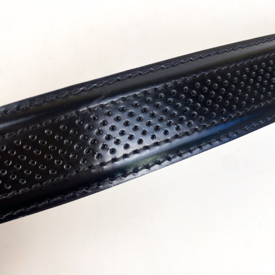 Genuine Leather Black and Silver Perforated Leather Belt Bachrach Size 36