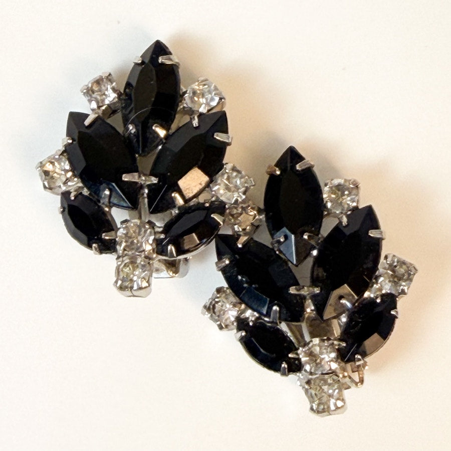 Black and Silver Clip-On Earrings