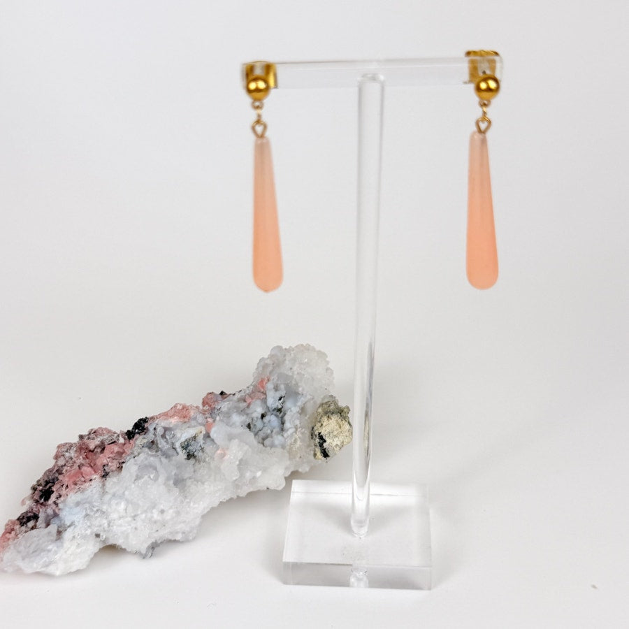 Pink Teardrop Shaped Dangly Earrings
