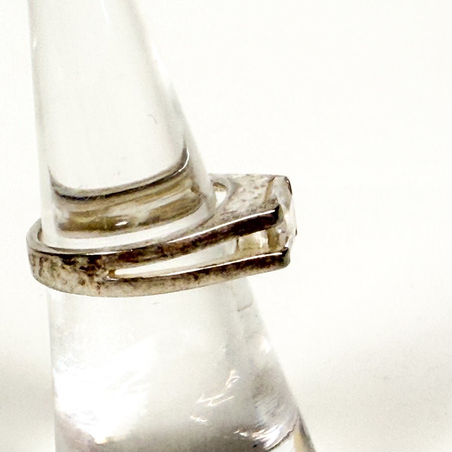 Sterling Silver Princess Cut CS Ring Size 7