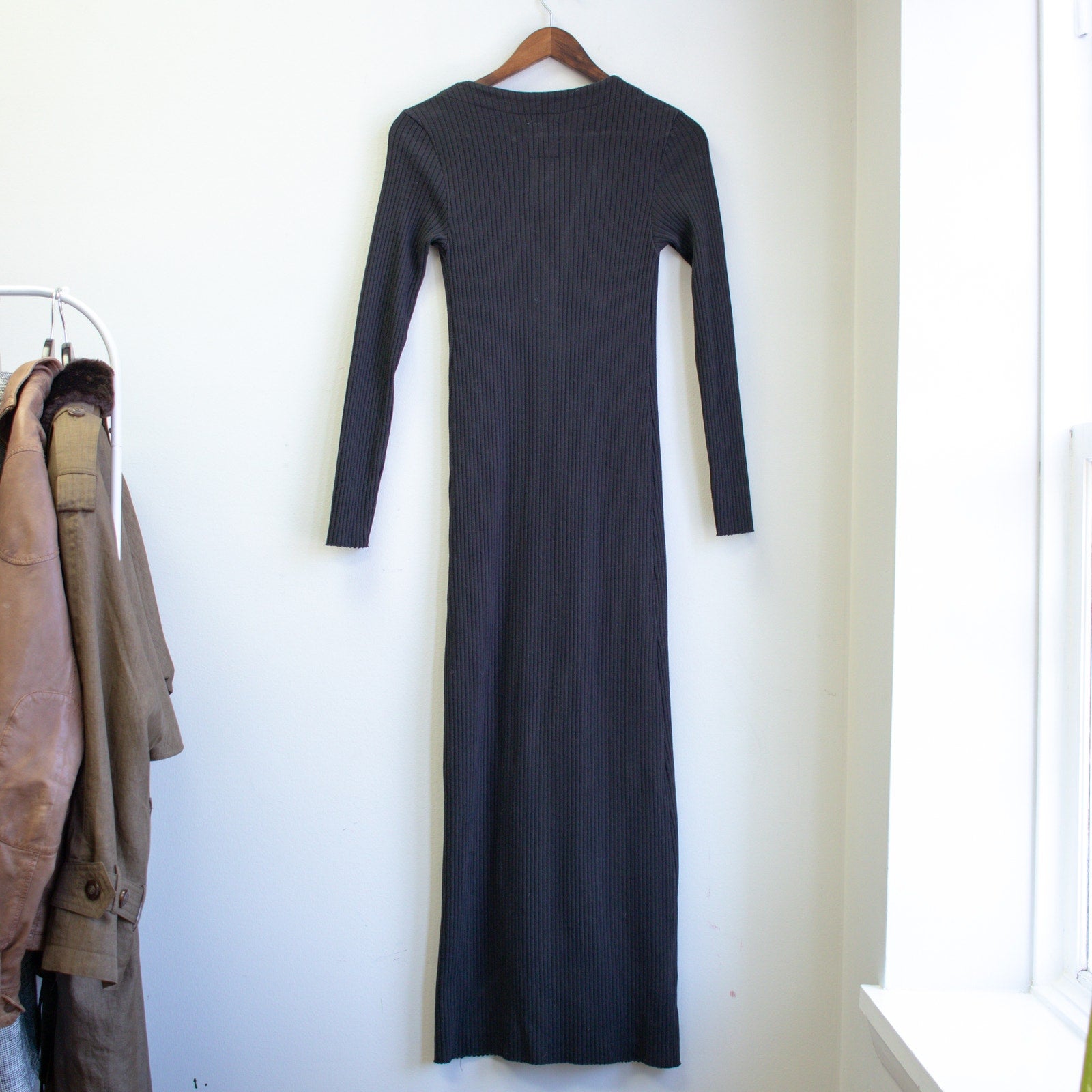 For days Black Ribbed Button-Down Dress Size Small
