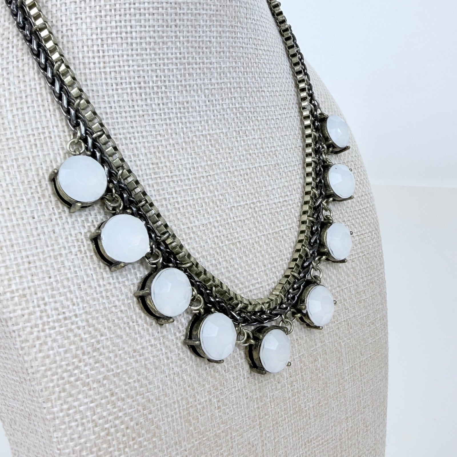 Indie Sleaze Liz Claiborne Costume Jewelry Bib Necklace Gold and Gunmetal
