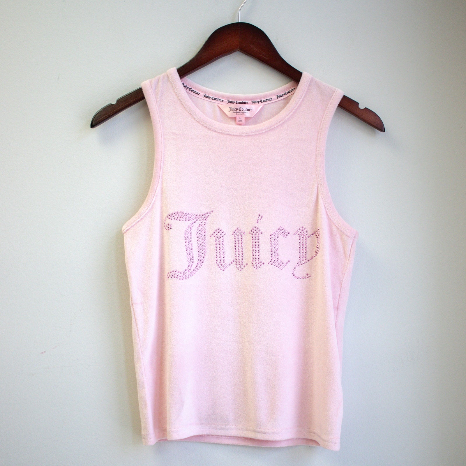 Juicy Couture Pink Velour Tank Top Size Large