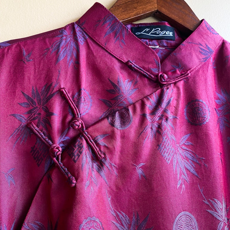 Cheong-Sam Top Red & Purple Size XL