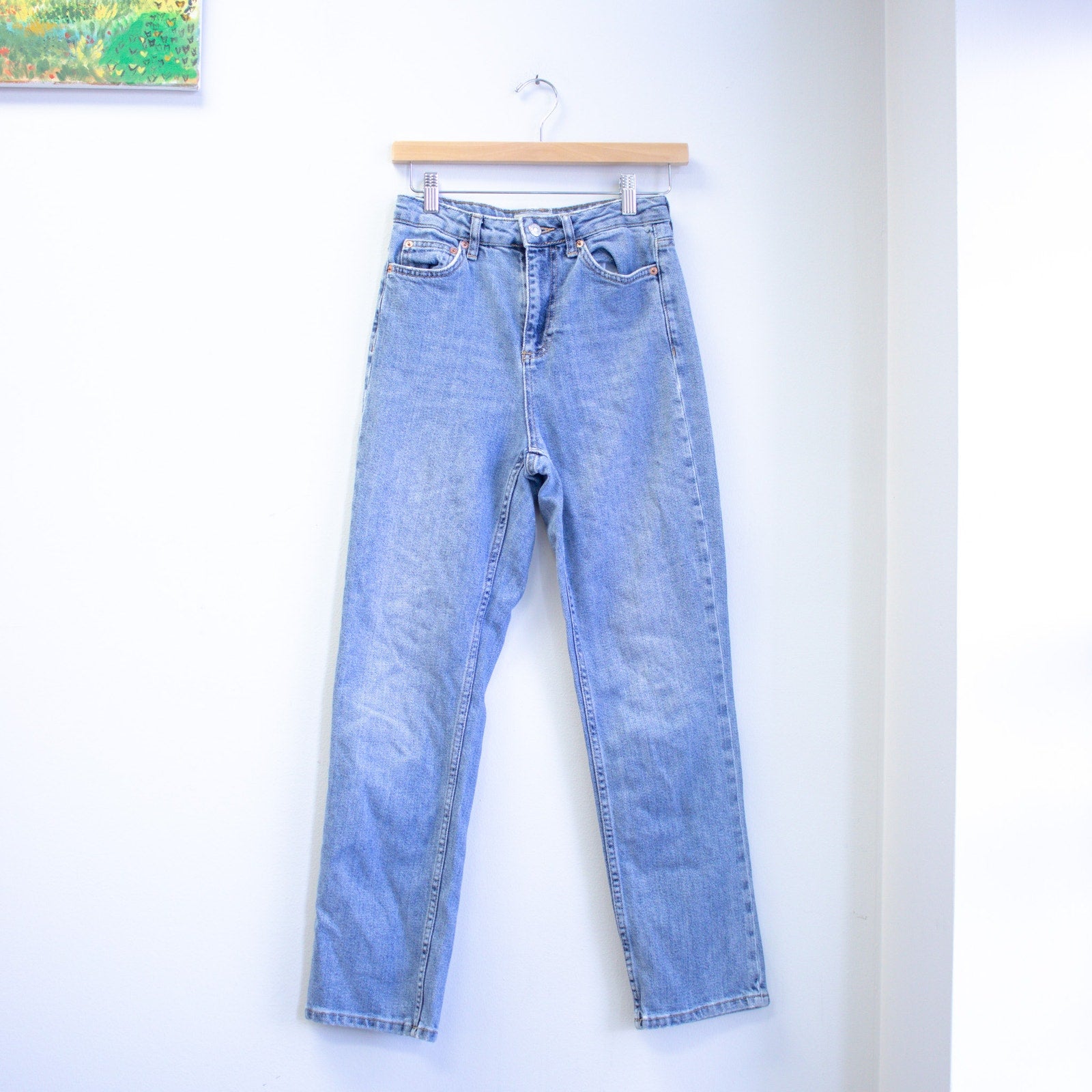 Topshop MOTO Light Wash Straight Leg Jeans Cropped Size 26