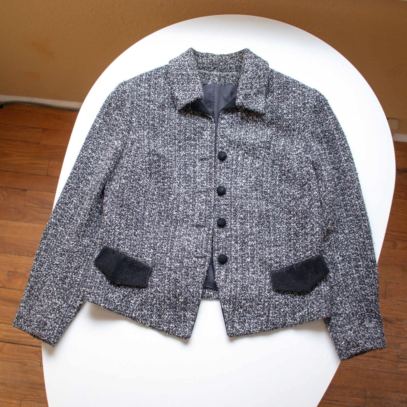 Vintage Matching Multi-Skirt Suit Set Gray and Black Size Large