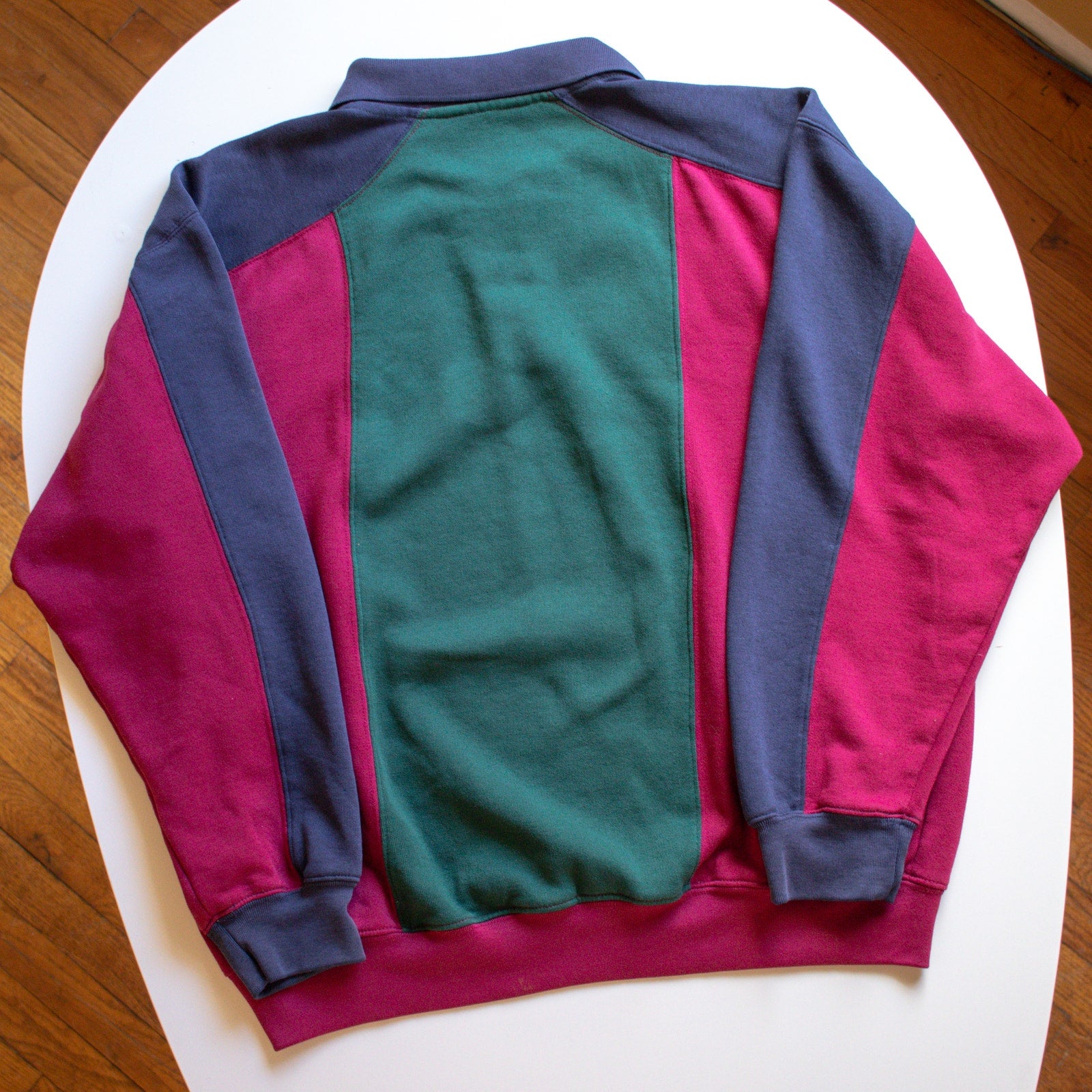 Vintage American Weekend Retro Color Block Collared Sweater Size XL