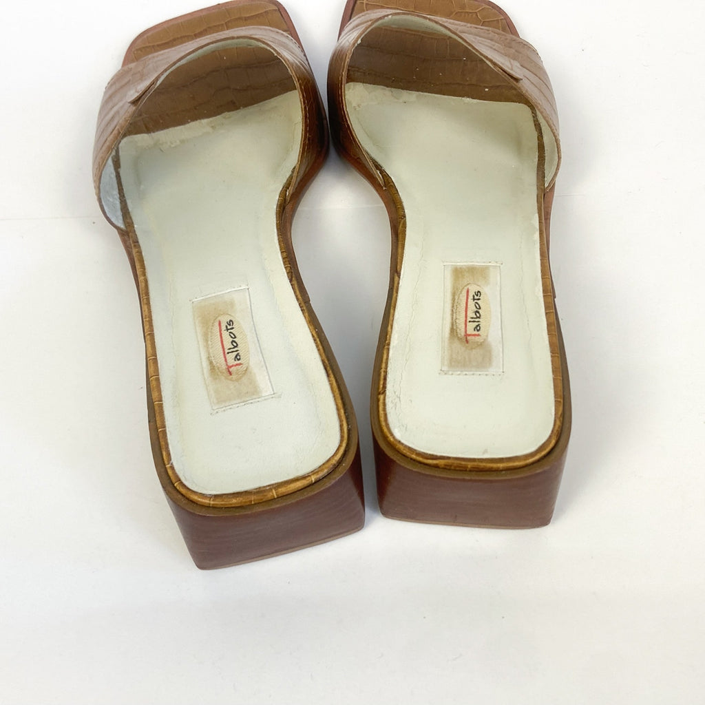 Talbots Brown Leather Block Heel Sandal Size 8