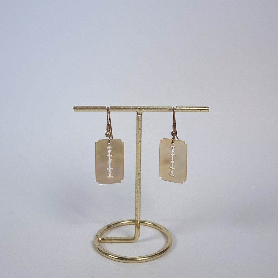 Vintage Mother of Pearl Razor Blade Earrings