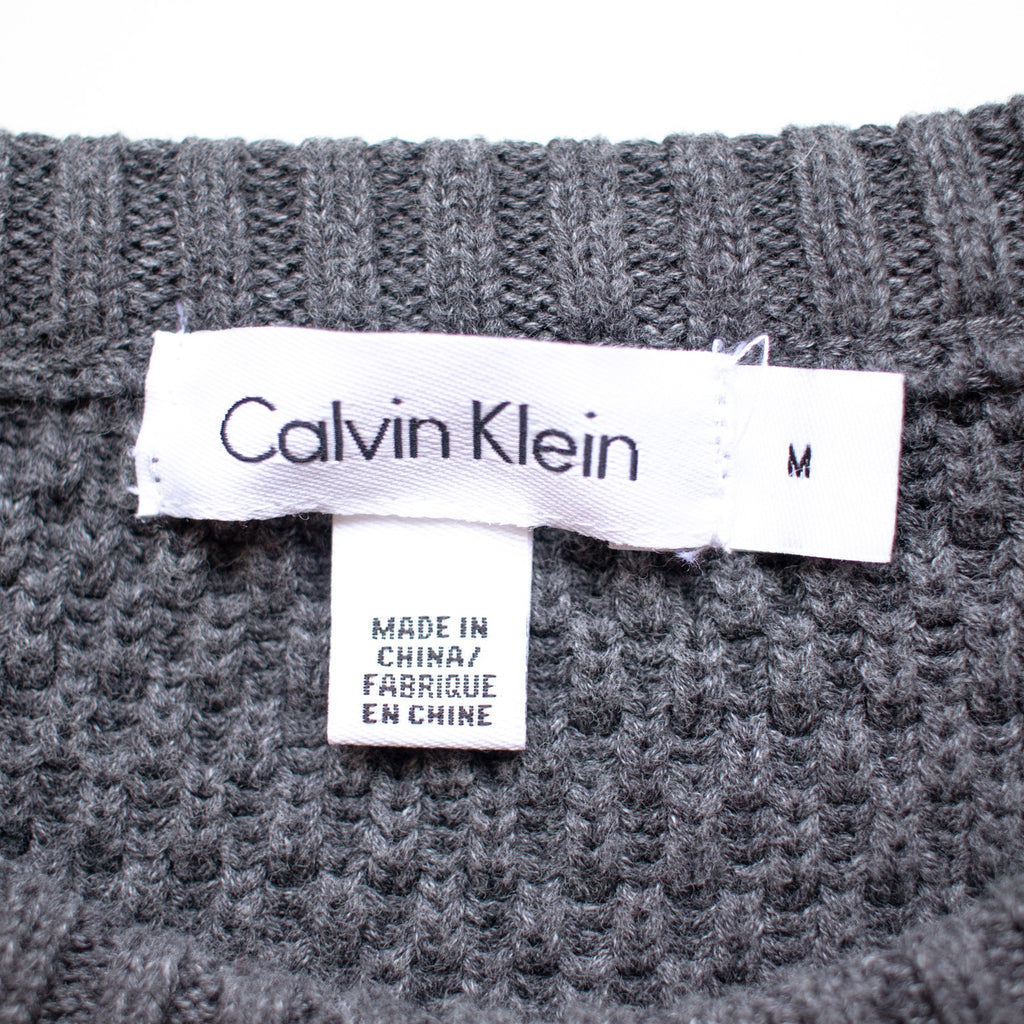 Calvin Klein Striped Gray Oversized Fit Crew Neck Sweater Size Medium