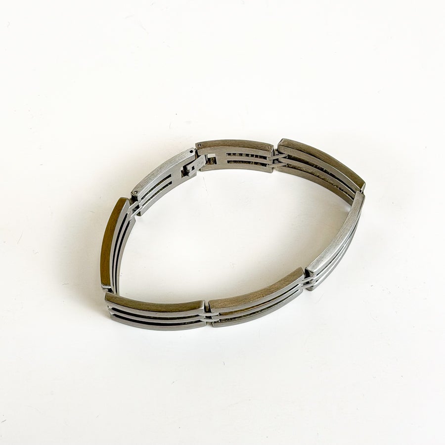Men's Stainless Silver Link Bracelet Cuff