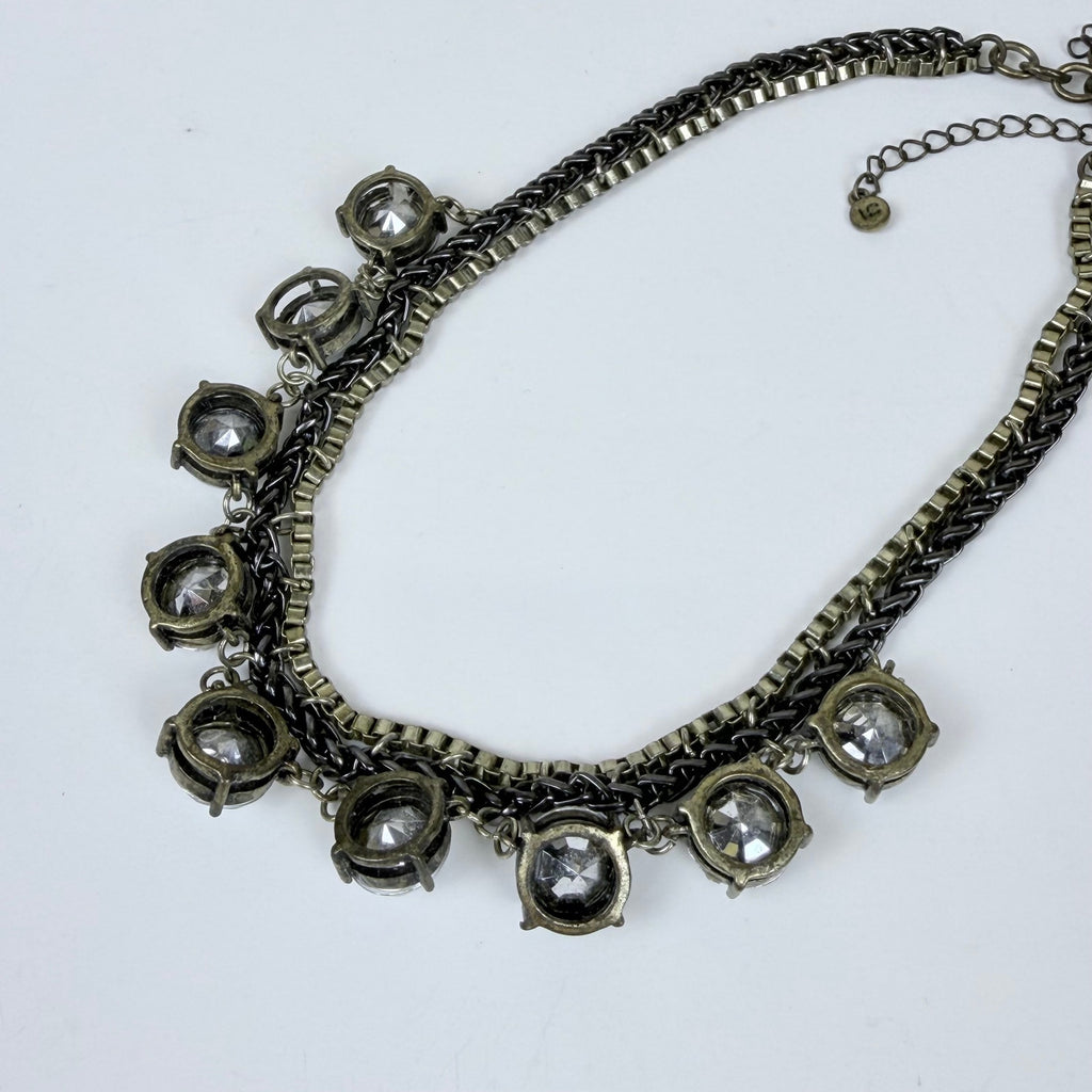 Indie Sleaze Liz Claiborne Costume Jewelry Bib Necklace Gold and Gunmetal
