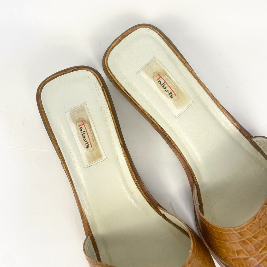 Talbots Brown Leather Block Heel Sandal Size 8