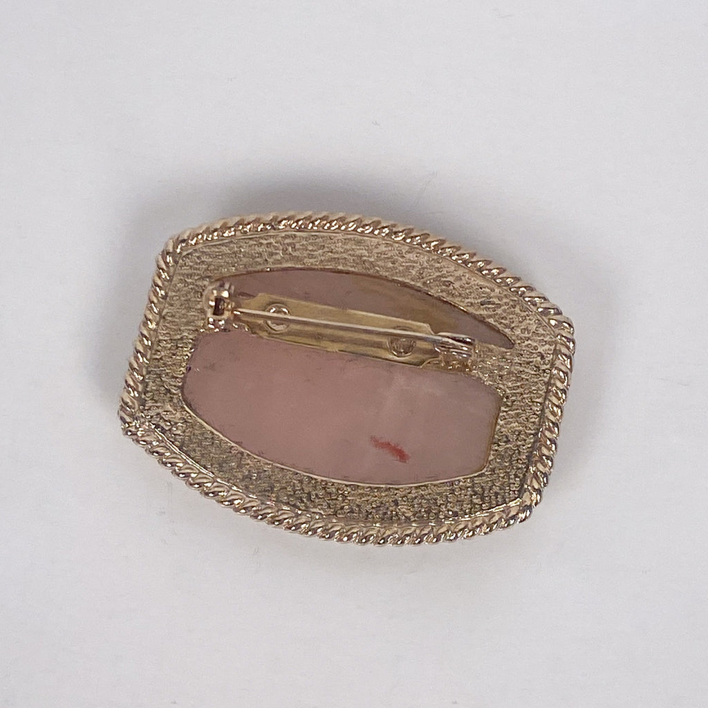 Pink Gemstone Gold Tone Brooch