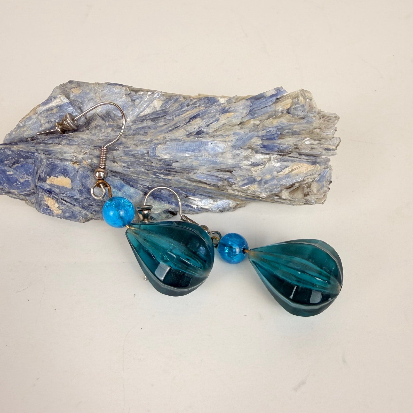 Blue Dangly Bead Earrings