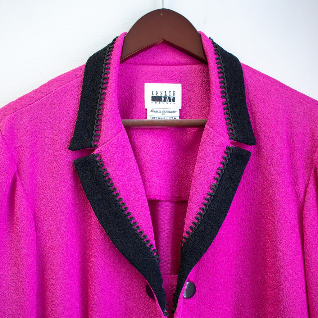 Leslie Fay Vintage Hot Pink Knit Blazer Size 18