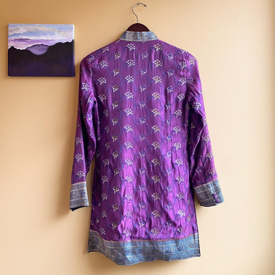 Sherwani Purple and Green Satin Women's Small