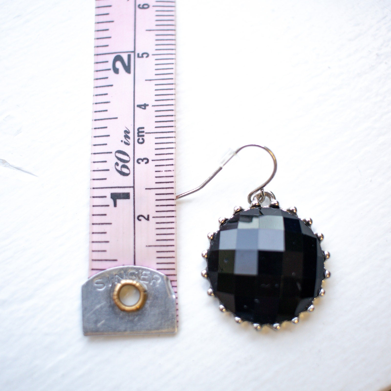 Black Faceted Dangly Earrings
