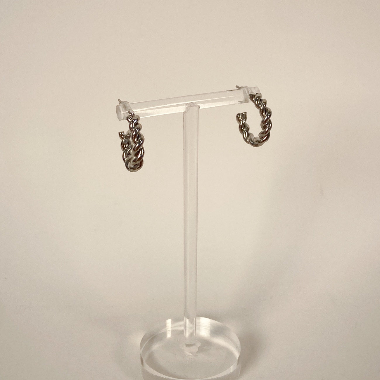 Vintage Silver Twist Small Hoops