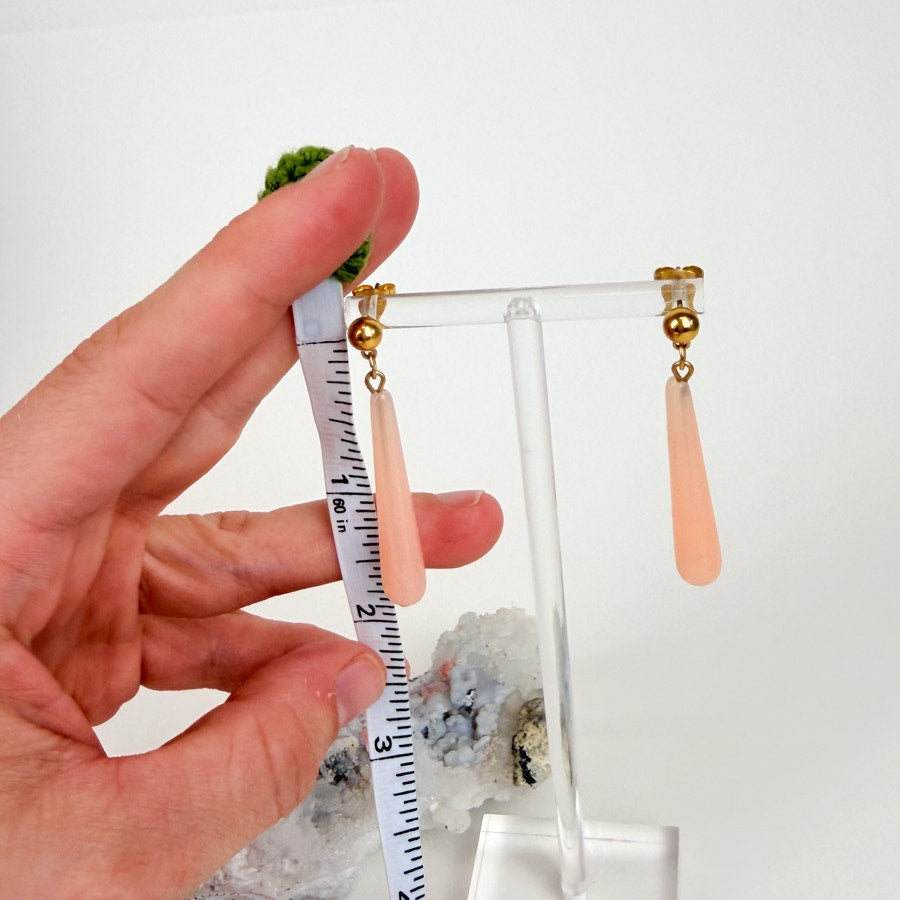 Pink Teardrop Shaped Dangly Earrings