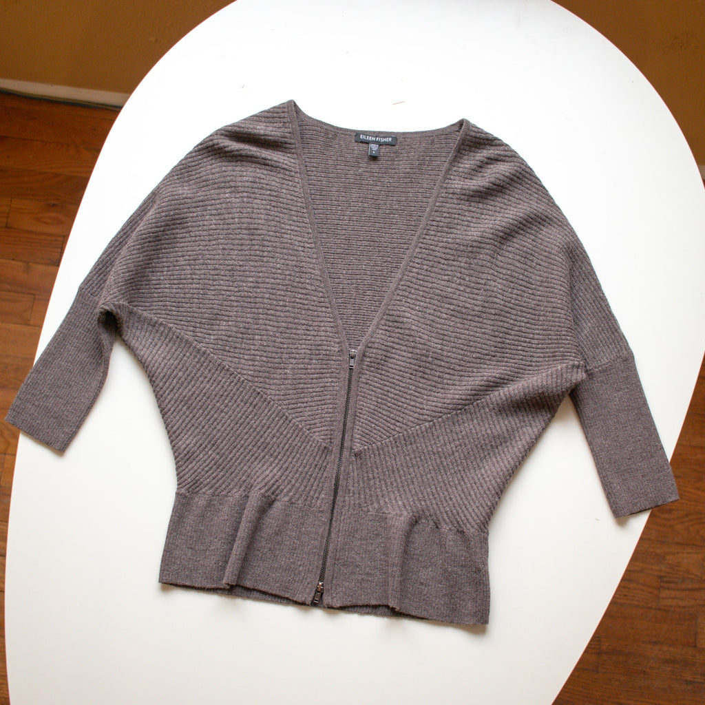 Eileen Fisher Washable Wool Zip-up Cardigan Size Small