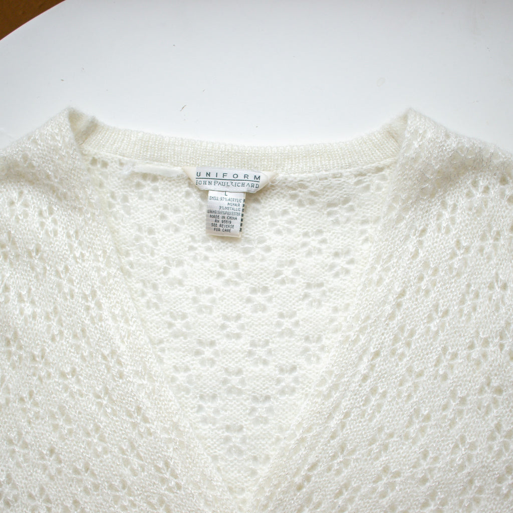 Vintage Bell Sleeve Open Knit Top Size Large
