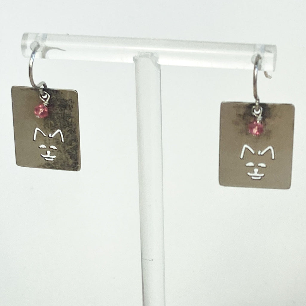 Little Kitty Cat Earrings Sterling Silver