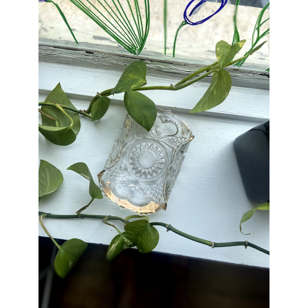 Antique Glass Dish with Gold Trim