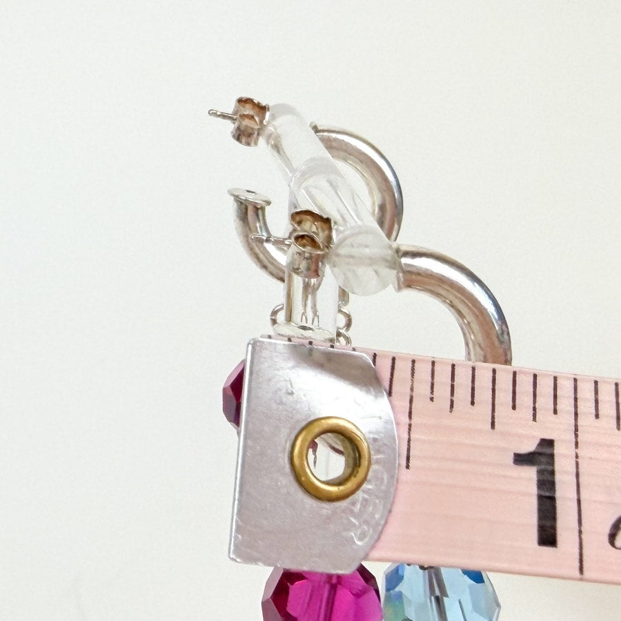 Silver Hoop Earrings with Removable Dangly Beaded Attachments
