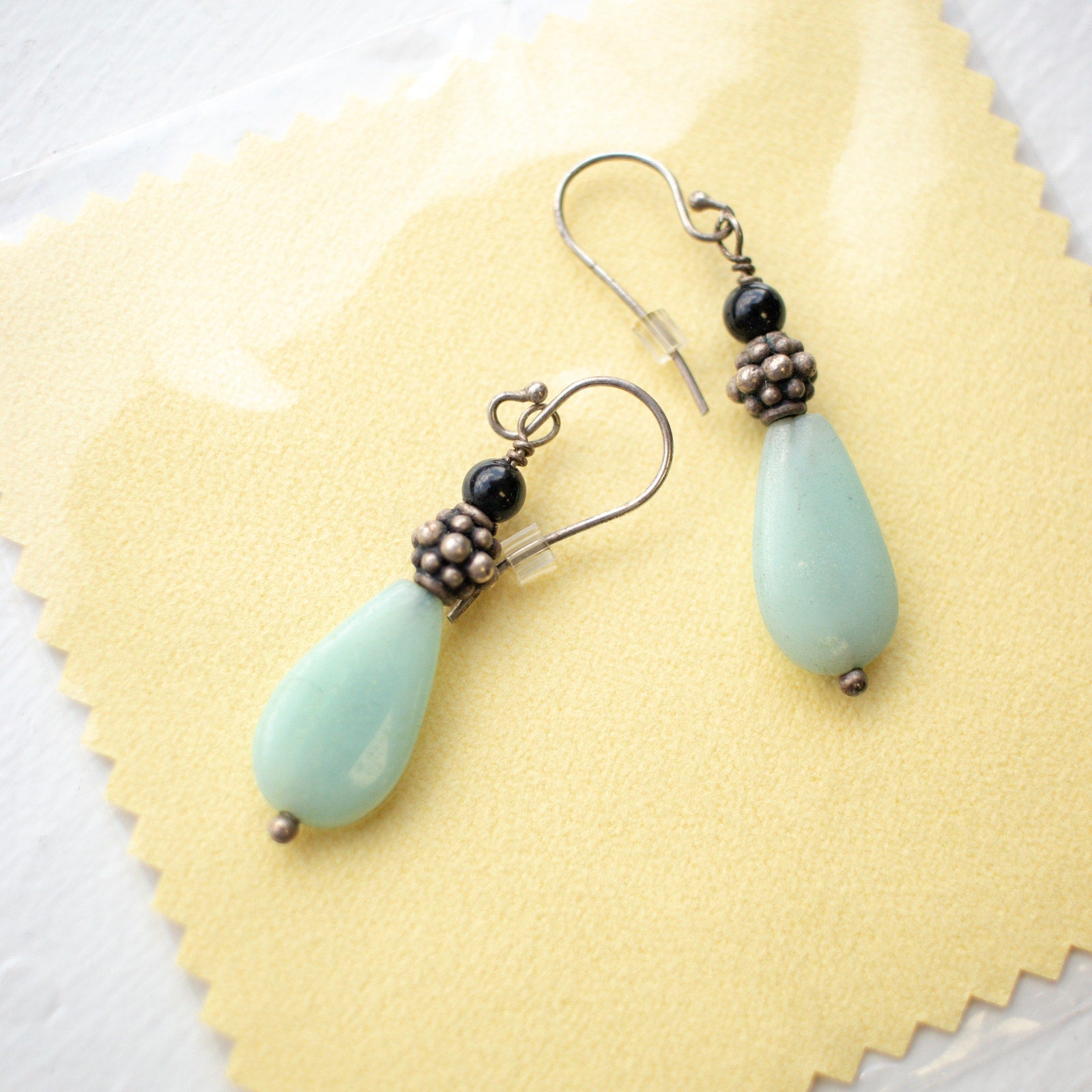 Vintage Jade Beaded Drop Earrings