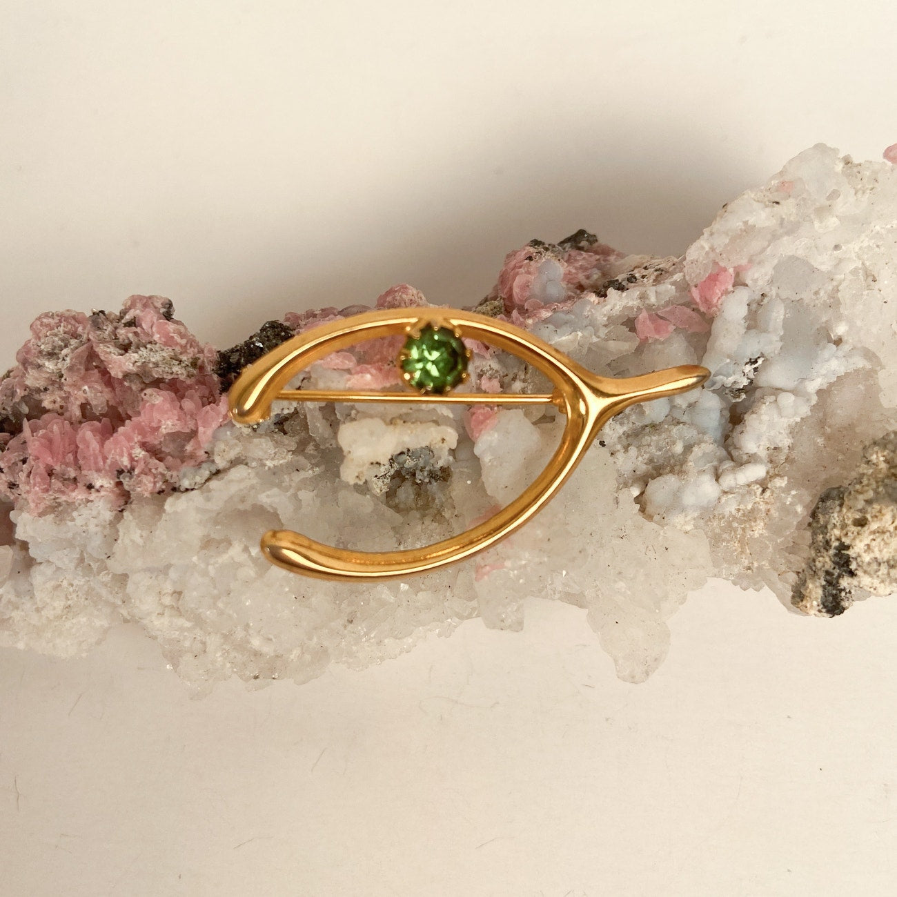 Wishbone Gemstone Brooch