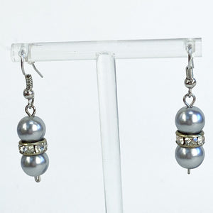 Silver Earrings Vintage Dangly Pearl Bead Earrings