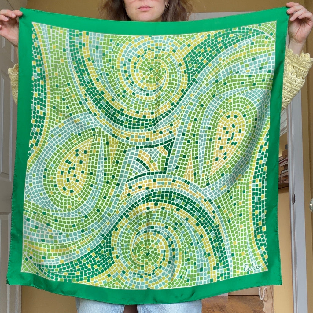 Green Mosaic Print Echo Scarf
