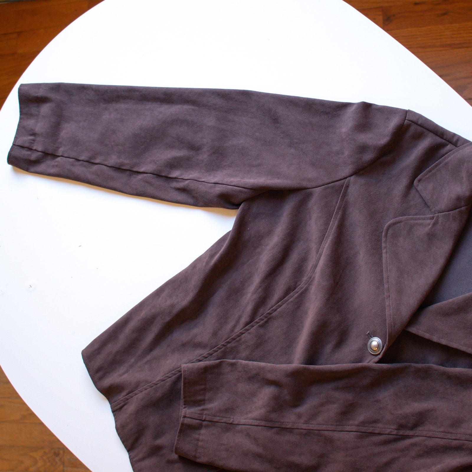 Sag Harbor Stretch Burgundy Suede Collared Blouse Size Medium