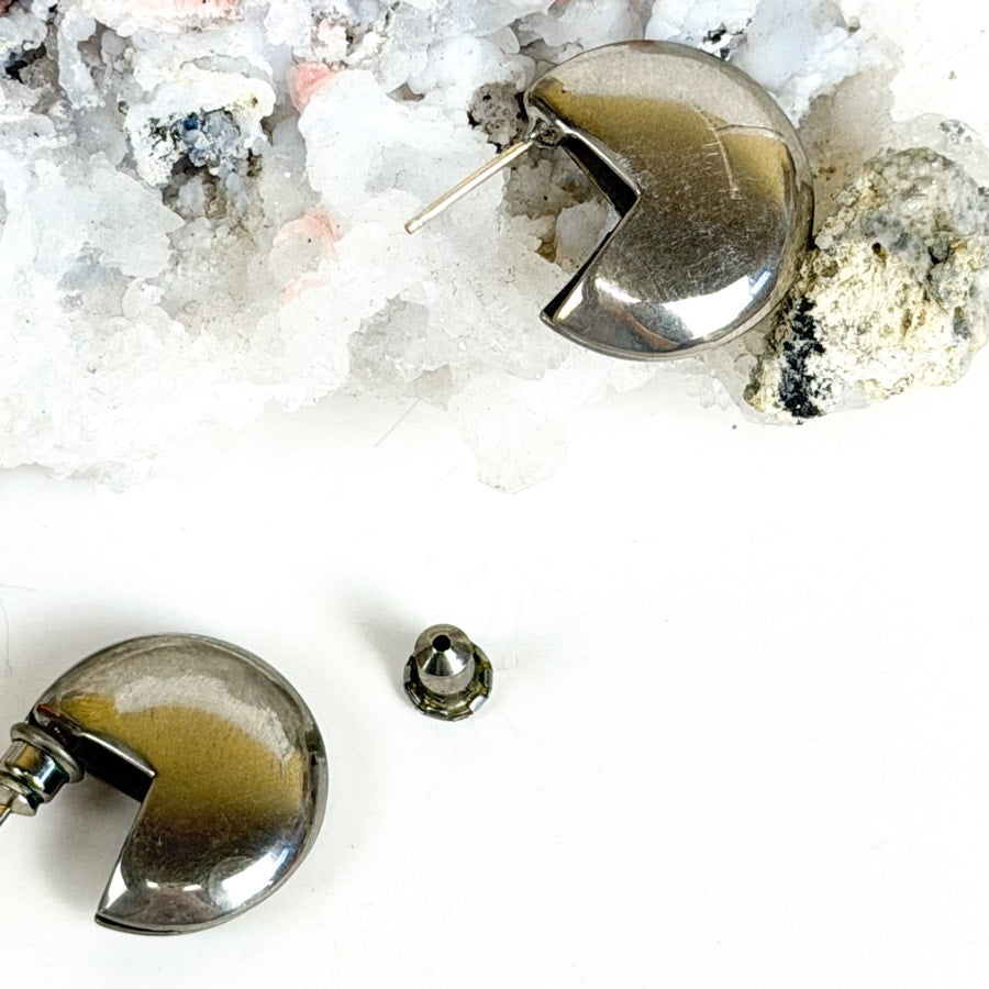 Minimalist Silver Tone Lightweight Huggie Earrings