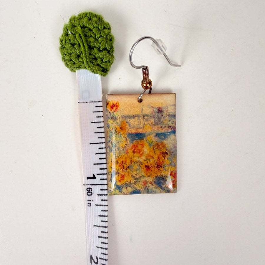 Yellow Dangly Painting Earrings Vintage