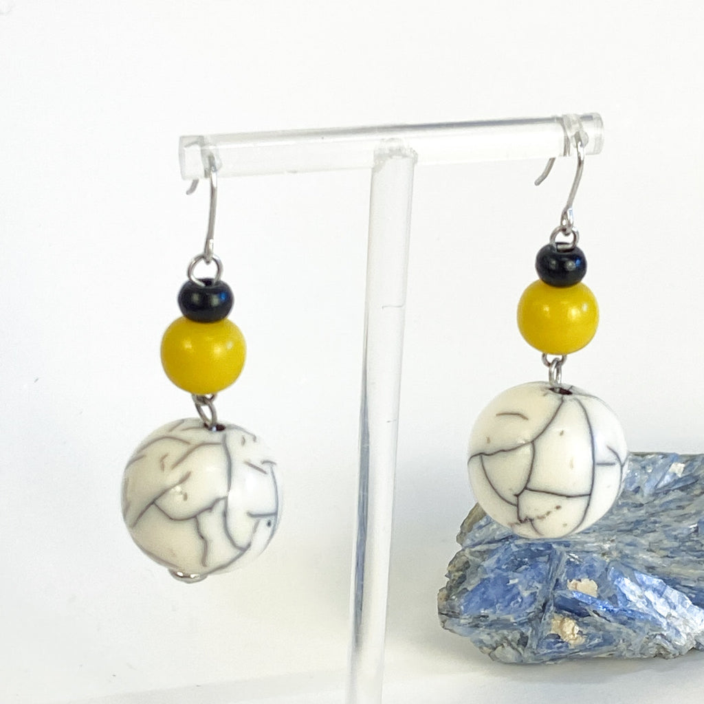 Statement Earrings 80s Colorful Beaded Dangly Earrings