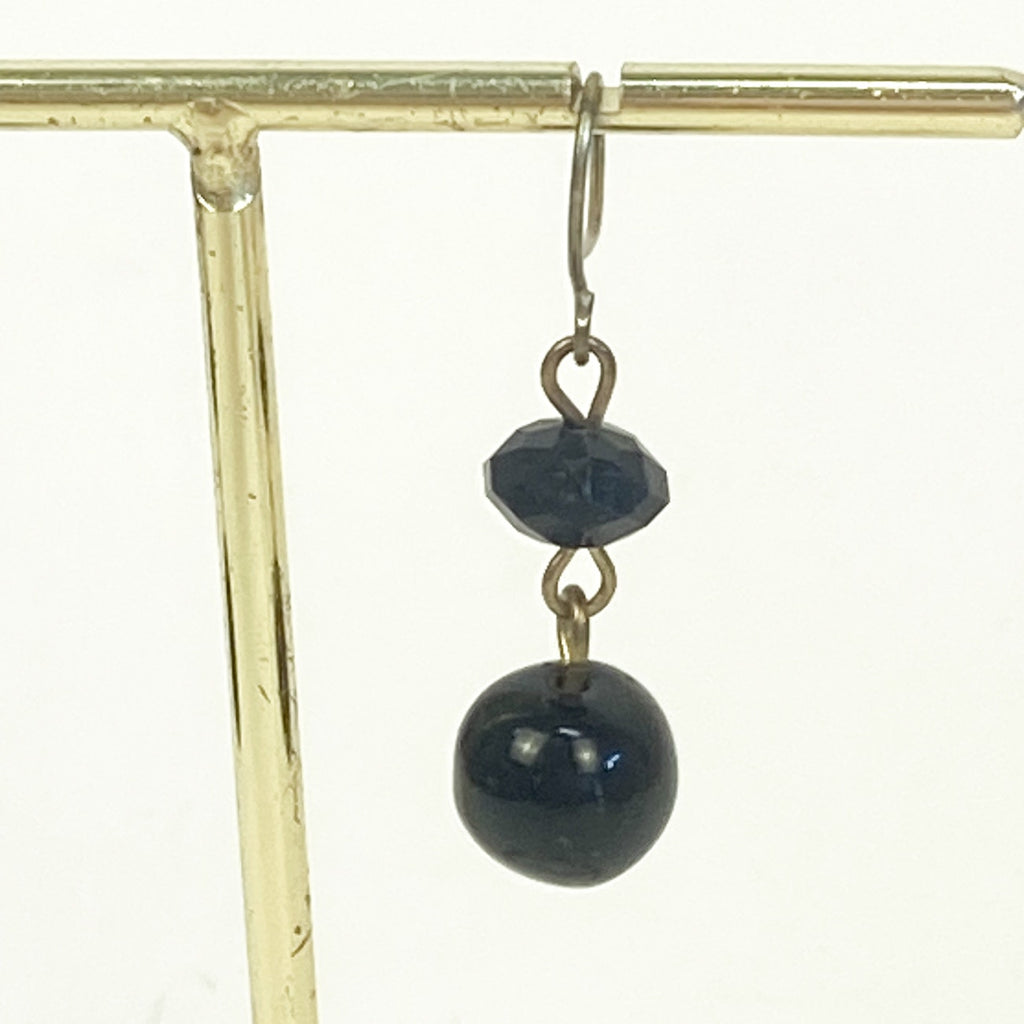 Dangly Earrings Black 1.5 Inches