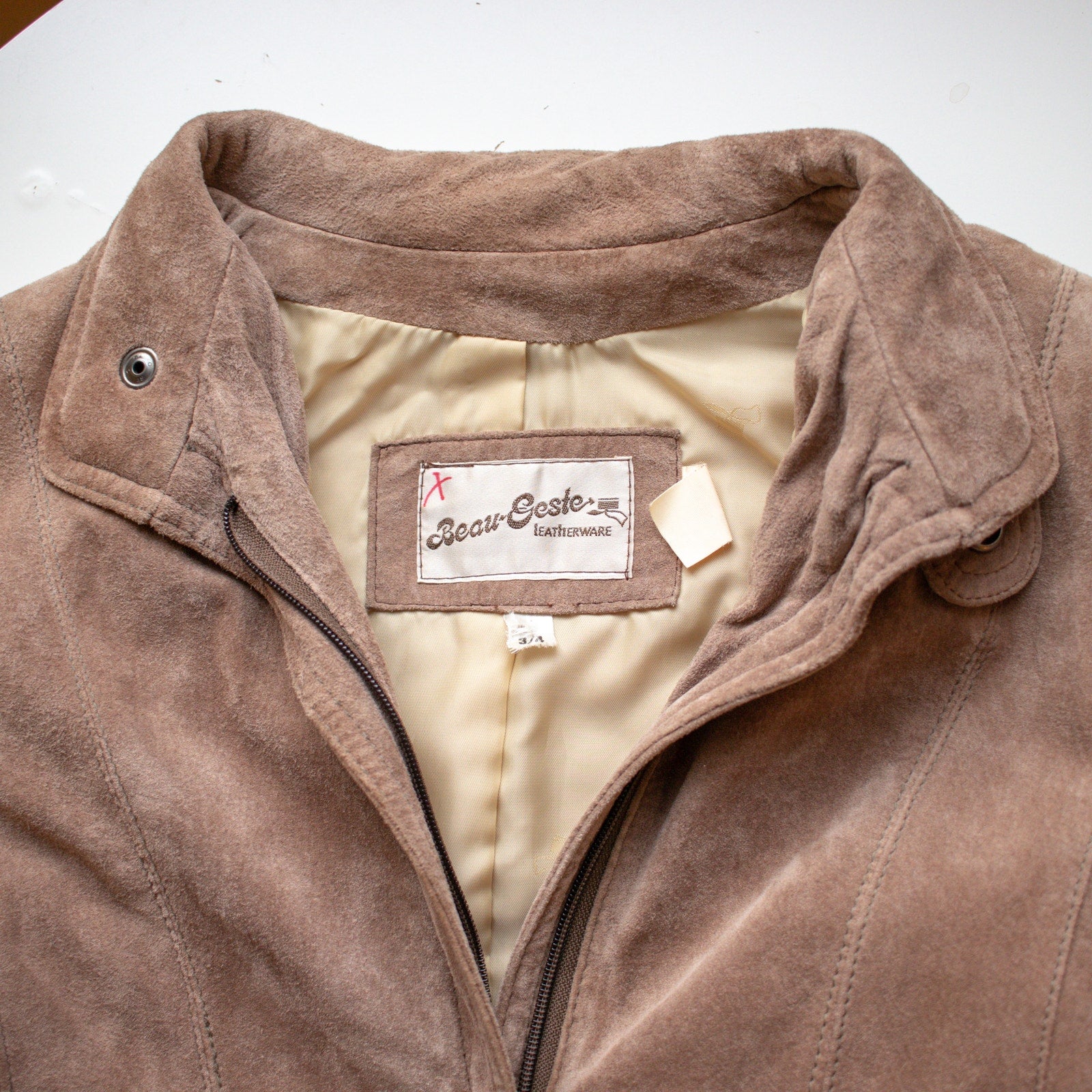 Vintage Suede Bomber Jacket Cropped Length Size XS