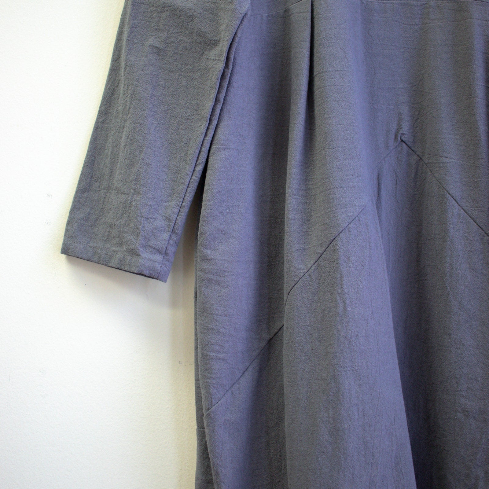 Zanzea Gray Cotton Long-Sleeve Architectural Midi Dress Size Small