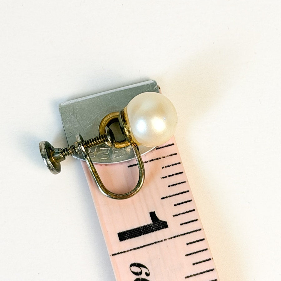 Screw-Back Glass Pearl Studs | Vintage Clip-Ons