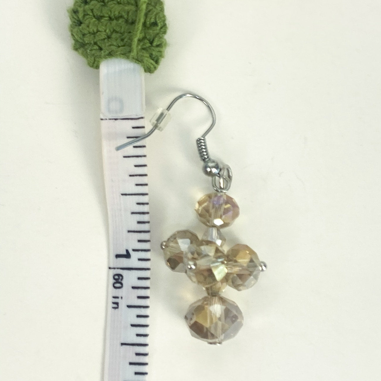 Vintage Glass Bead Cluster Dangly Earrings Champagne Beads